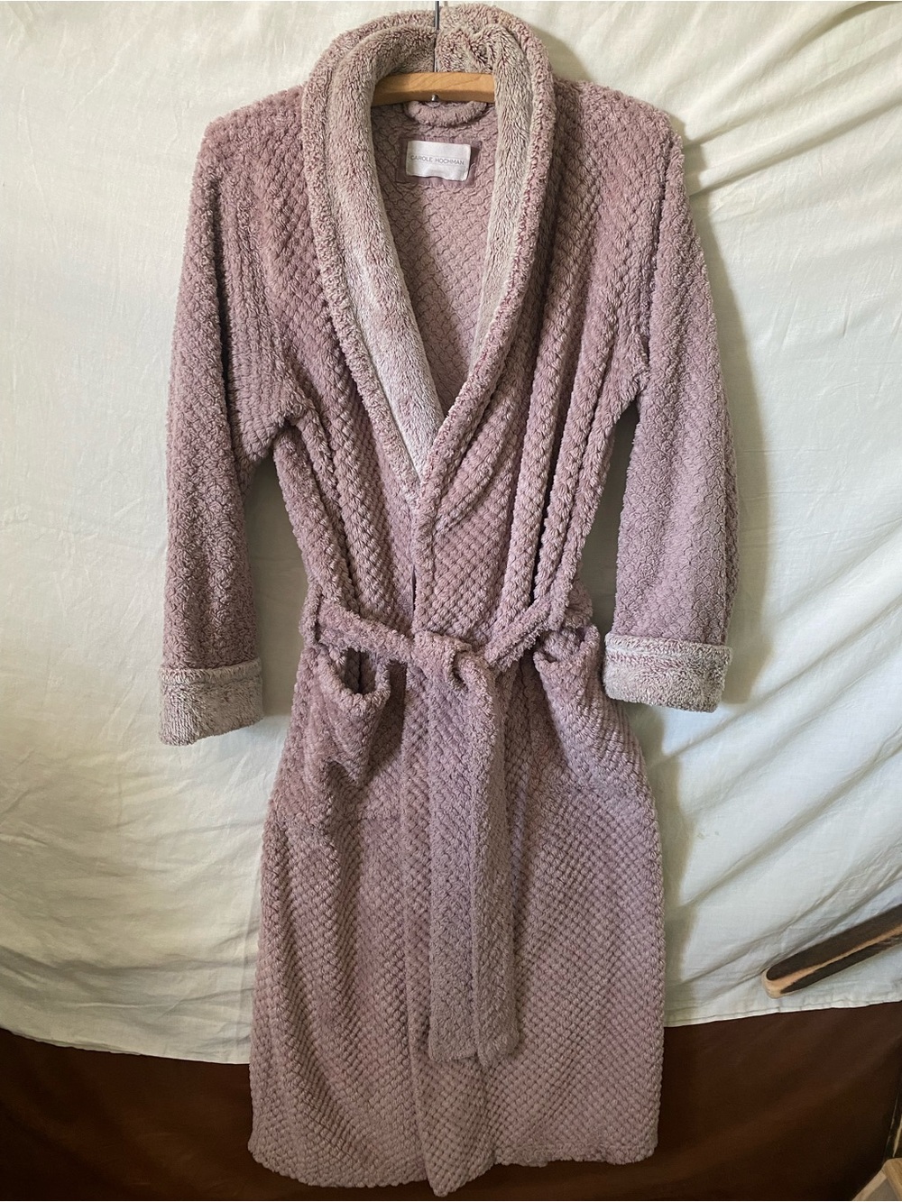 Midnight by Carole Hochman Plush Shawl Collar Robe in Dusty Mauve